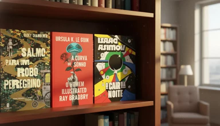 Melhores livros de ficção científica para ler em 2026 — A Curva do Sonho, O Cair da Noite, O Homem Ilustrado, Salmo para um Robô Peregrino e Poeira Lunar