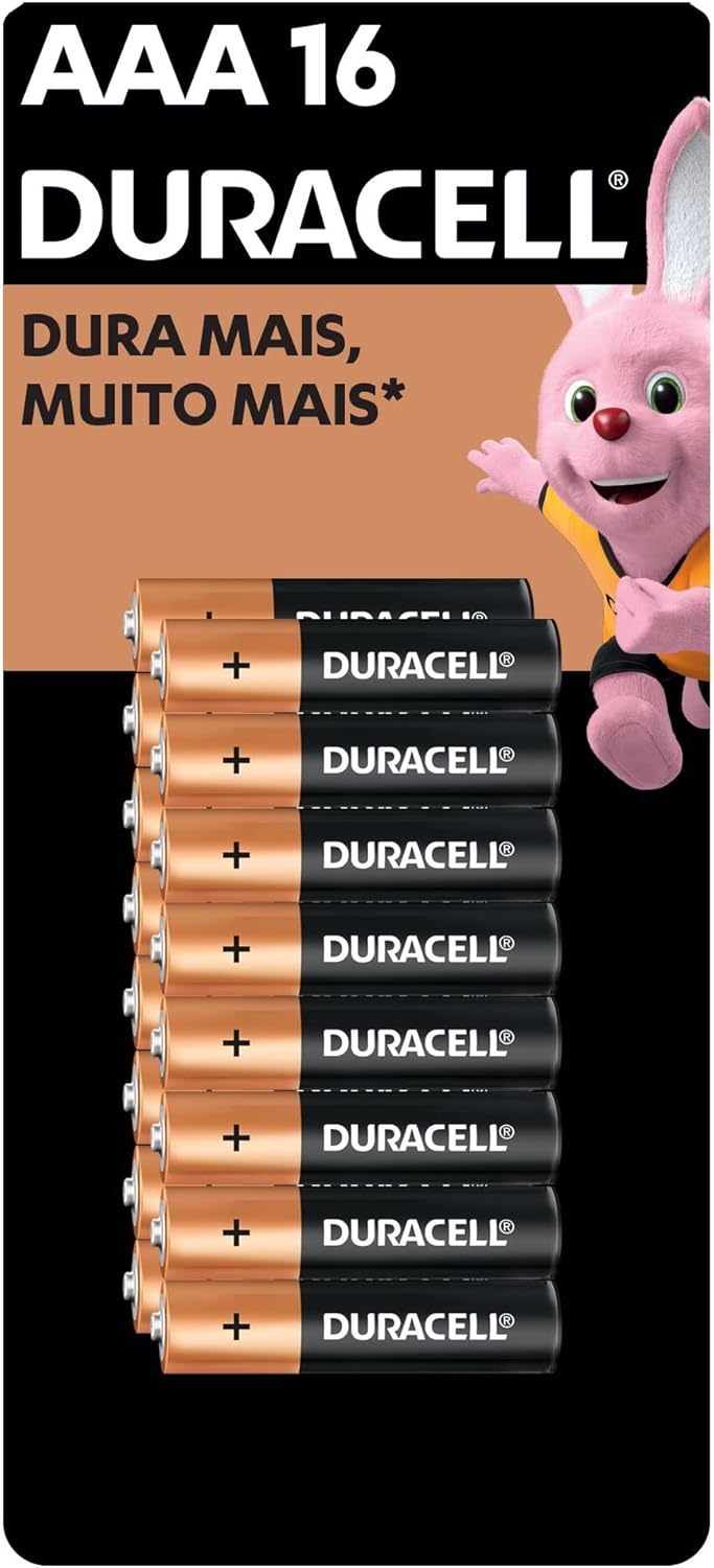 Pilhas Duracell AAA Alcalinas - Pacote com 16 unidades